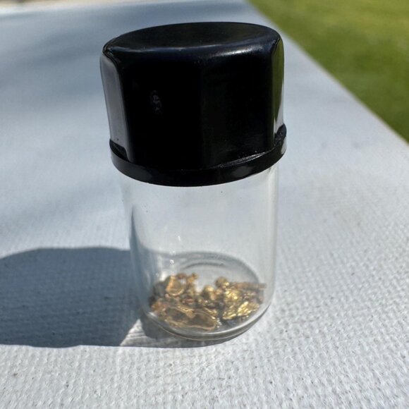 California Gold Nuggets in Glass Jar - 0.50 grams Natural Placer Gold Specimens - Picture 2 of 4
